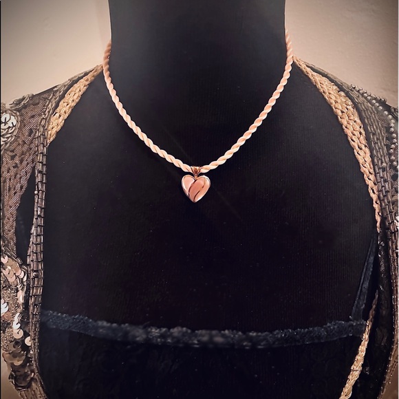 Kabana 14k Gold Mother Of Pearl Diamond Heart Pendant Necklace Estate Jewelry - Picture 2 of 6